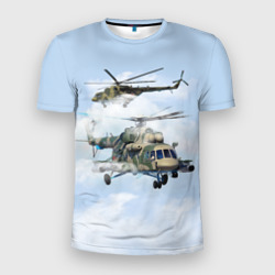 Мужская футболка 3D Slim Ми-8. Вертолёт