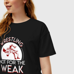 Женская футболка хлопок Oversize Борьба не для слабаков - фото 2