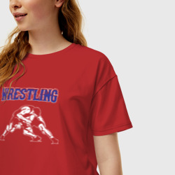 Женская футболка хлопок Oversize Wrestling борьба - фото 2