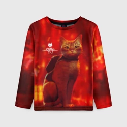 Детский лонгслив 3D The Stray Кот-бродяга в огненных тонах