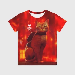 Детская футболка 3D The Stray Кот-бродяга в огненных тонах