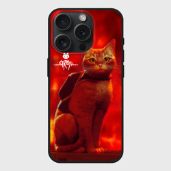 Чехол силиконовый для Apple iPhone 15 Pro матовый The Stray Кот-бродяга в огненных тонах
