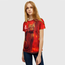 Женская футболка 3D The Stray Кот-бродяга в огненных тонах - фото 2