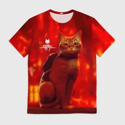 Мужская футболка 3D The Stray Кот-бродяга в огненных тонах