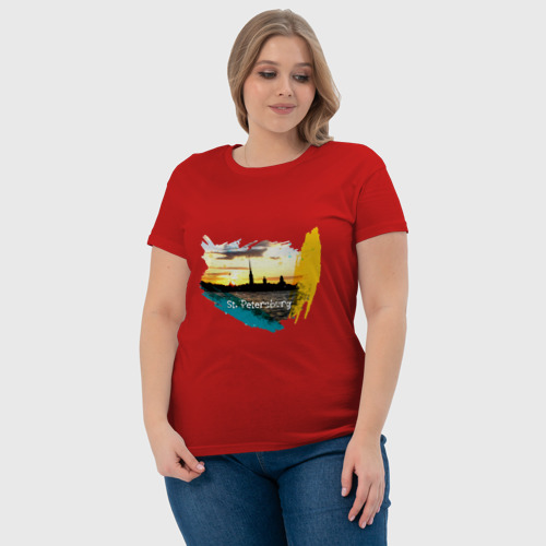 Женская футболка хлопок Санкт-Петербург St. Petersburg, цвет красный - фото 6