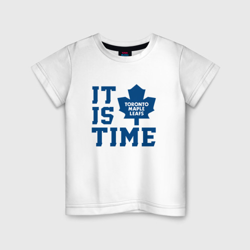 Детская футболка из хлопка с принтом It is Toronto Maple Leafs Time, Торонто Мейпл Лифс, вид спереди №1