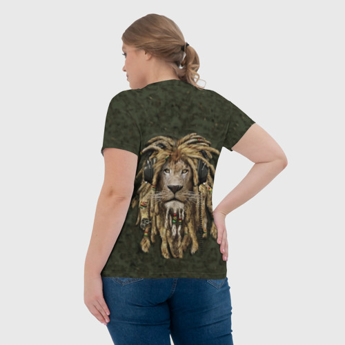 Женская футболка 3D с принтом Лев в дредах, вид сзади #2