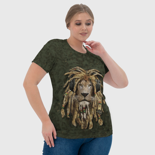 Женская футболка 3D с принтом Лев в дредах, фото #4