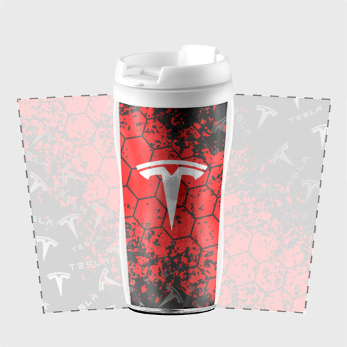 Термокружка-непроливайка Tesla Logo соты. - фото 2