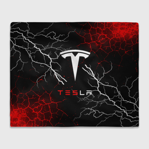 Плед 3D Tesla Трещины с молниями., цвет 3D (велсофт)