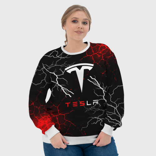 Женский свитшот 3D Tesla Трещины с молниями., цвет 3D печать - фото 6