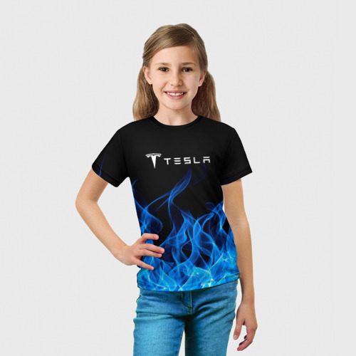 Детская футболка 3D Tesla Fire, цвет 3D печать - фото 5