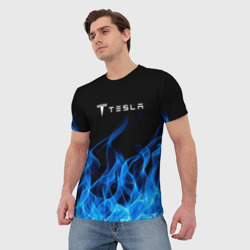 Мужская футболка 3D Tesla Fire - фото 2