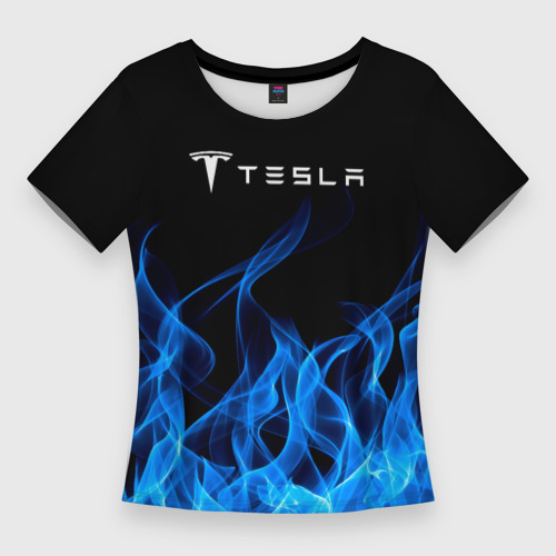 Женская футболка 3D Slim Tesla Fire, цвет 3D печать