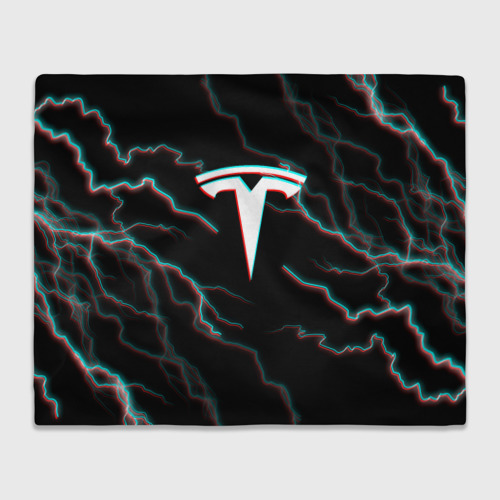 Плед 3D Tesla Glitch молнии. , цвет 3D (велсофт)