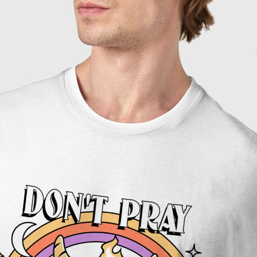 Мужская футболка хлопок Не молитесь за меня, цвет белый - фото 6