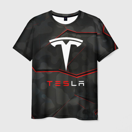 Мужская футболка 3D Tesla Sport Logo.