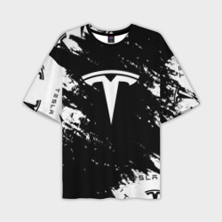 Мужская футболка oversize 3D Tesla logo texture