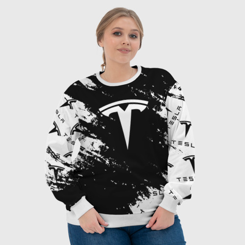 Женский свитшот 3D Tesla logo texture, цвет 3D печать - фото 6