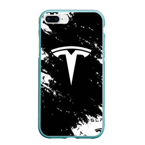 Чехол для iPhone 7Plus/8 Plus матовый Tesla logo texture, цвет мятный