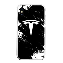 Чехол для iPhone XS Max матовый Tesla logo texture