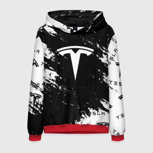 Мужская толстовка 3D Tesla logo texture, цвет красный