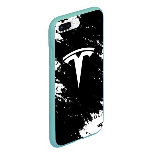 Чехол для iPhone 7Plus/8 Plus матовый Tesla logo texture, цвет мятный - фото 3