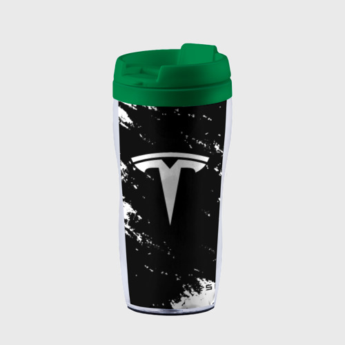 Термокружка-непроливайка Tesla logo texture, цвет зеленый