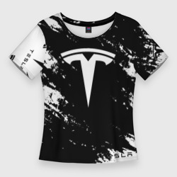 Женская футболка 3D Slim Tesla logo texture