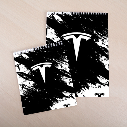 Скетчбук Tesla logo texture, цвет белый - фото 4