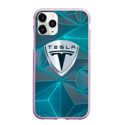 Чехол для iPhone 11 Pro Max матовый Tesla неоновые треугольники