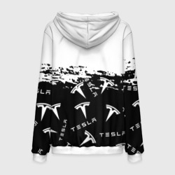 Толстовка с принтом [Tesla] - Black & White для мужчины, вид сзади №1. Цвет основы: белый