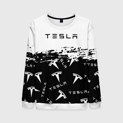 Мужской свитшот 3D [Tesla] - Black & White, цвет белый