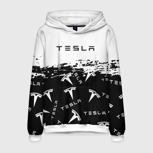 Мужская толстовка 3D [Tesla] - Black & White, цвет белый