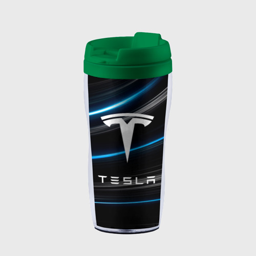 Термокружка-непроливайка [Tesla] - Неоновые полосы , цвет зеленый