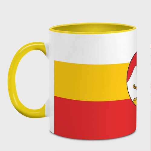 Кружка с полной запечаткой Северная Осетия Алания Флаг, цвет белый + желтый - фото 2