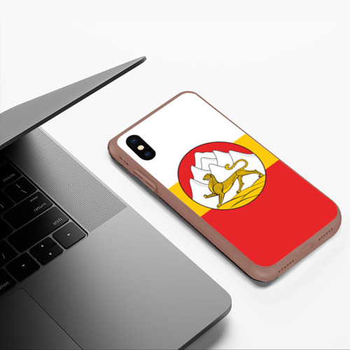 Чехол для iPhone XS Max матовый Северная Осетия Алания Флаг, цвет коричневый - фото 5