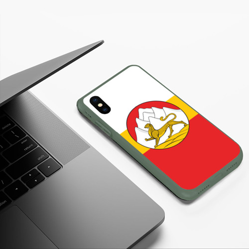 Чехол для iPhone XS Max матовый Северная Осетия Алания Флаг, цвет темно-зеленый - фото 5