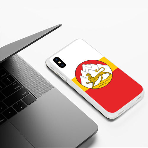 Чехол для iPhone XS Max матовый Северная Осетия Алания Флаг, цвет белый - фото 5