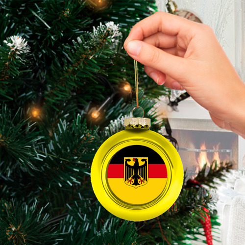 Стеклянный ёлочный шар Германия - Germany, цвет золотой - фото 3