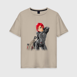 Женская футболка хлопок Oversize Commander Shepard by sexygirlsdraw