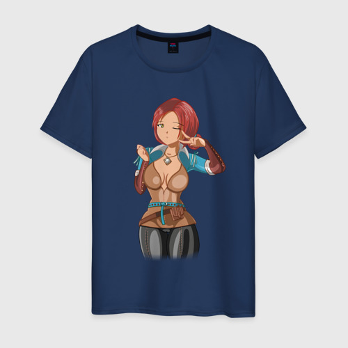 Мужская футболка хлопок Triss Merigold by sexygirlsdraw, цвет темно-синий