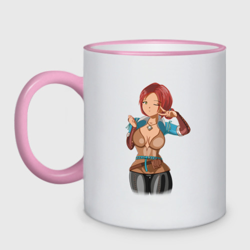 Кружка двухцветная Triss Merigold by sexygirlsdraw, цвет Кант розовый