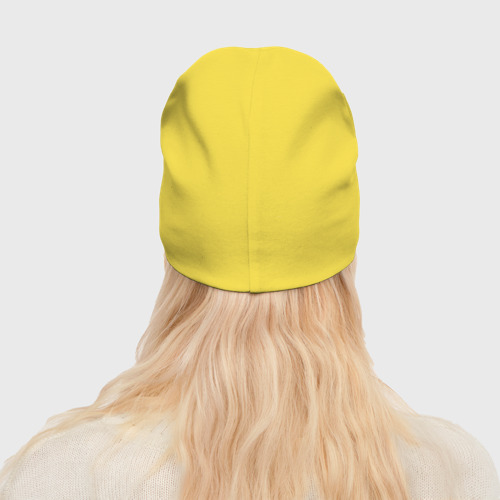 Женская шапка демисезонная Одноглазый скелет водитель, цвет желтый - фото 4