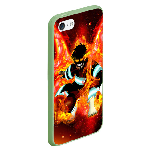 Чехол для iPhone 5/5S матовый Пламенная Бригада Пожарных Shinra Kusakabe, цвет салатовый - фото 3