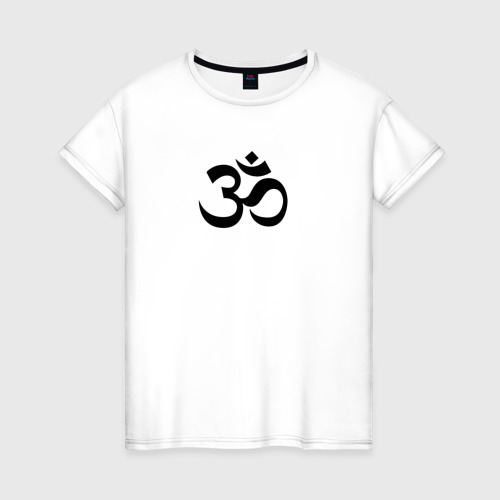 Женская футболка хлопок Знак Ом/Буддизм, цвет белый