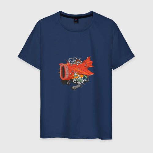 Мужская футболка хлопок Моркводировщик самолёт, цвет темно-синий