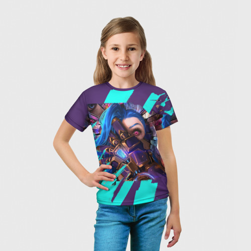 Детская футболка 3D с принтом |Джинкс | Arcane|, вид сбоку #3