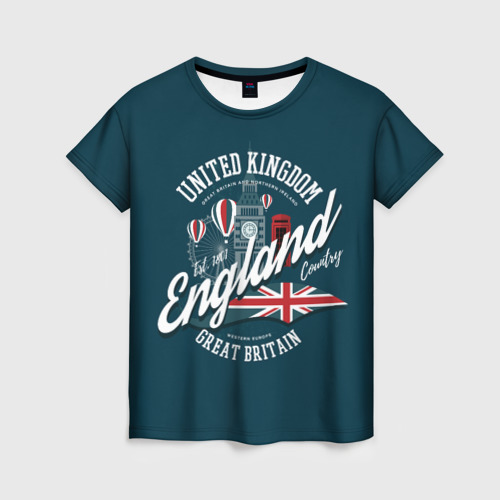 Женская футболка 3D Англия England, цвет 3D печать