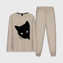 Всё тот же чёрный котяра! – Мужская пижама с лонгсливом хлопок с принтом купить